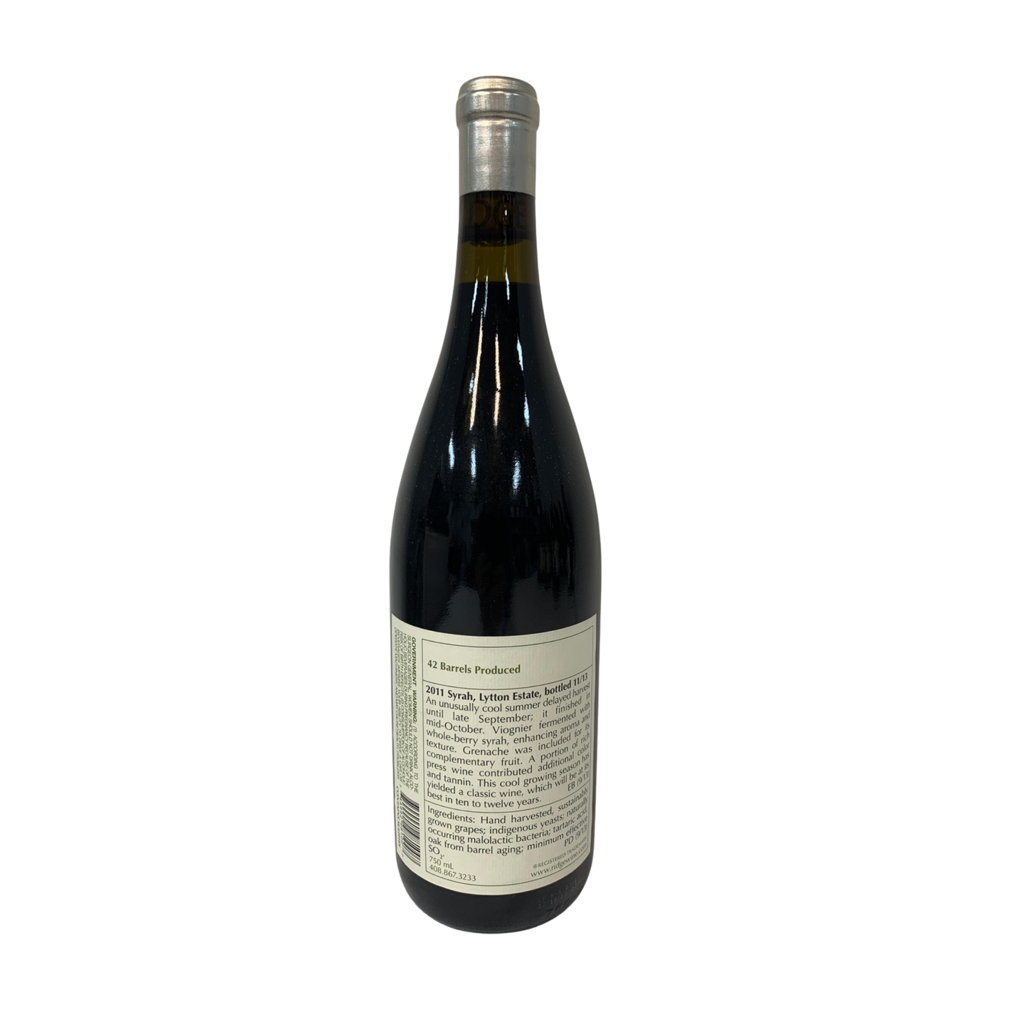 Ridge Lytton Estate Syrah, Dry Creek Valley, Sonoma County, California, USA 2011