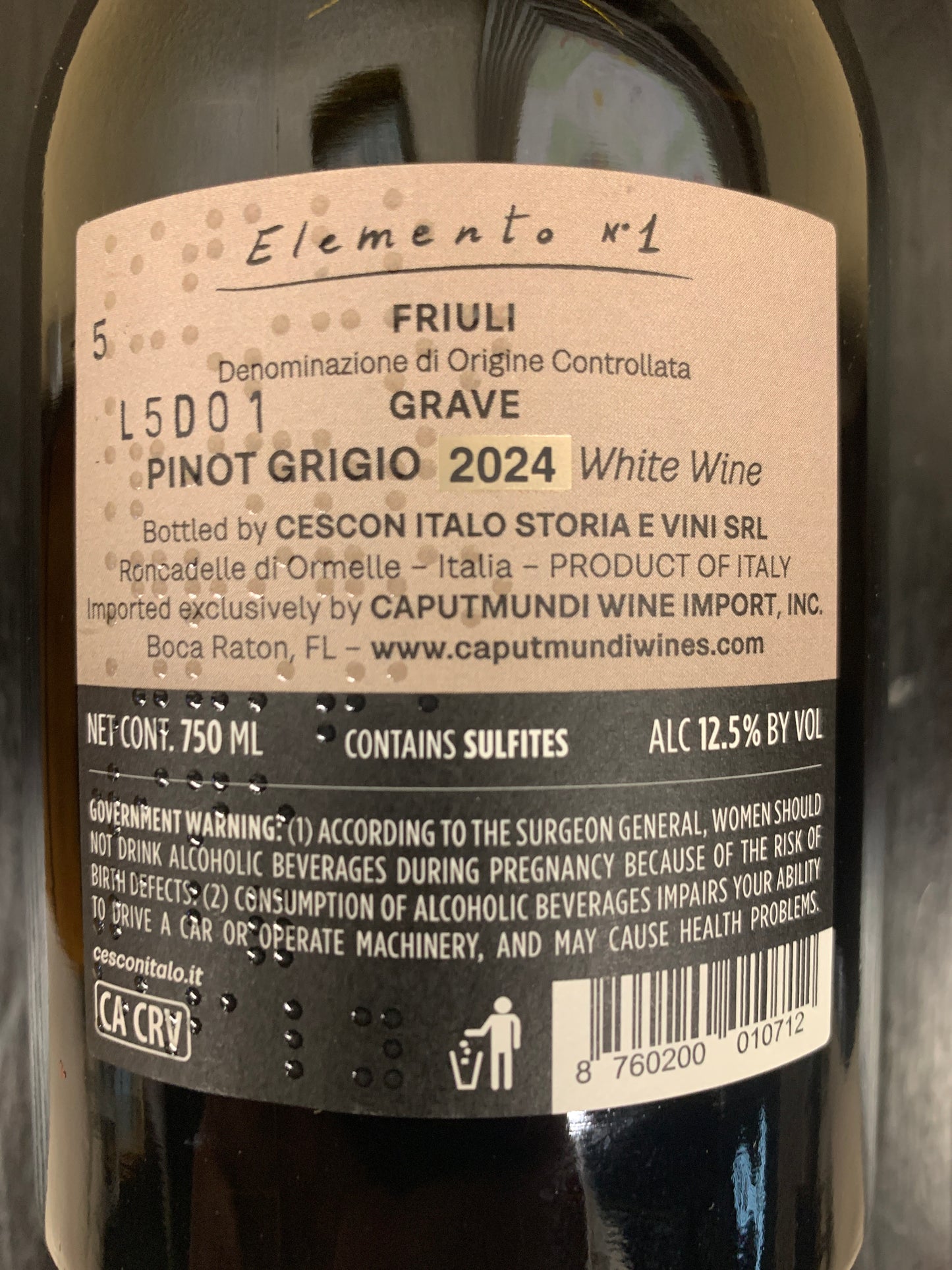Italo Cescon Elemento No.1  Pinot Grigio Friuli Grave, Friuli-Venezia Giulia, Italy 2024
