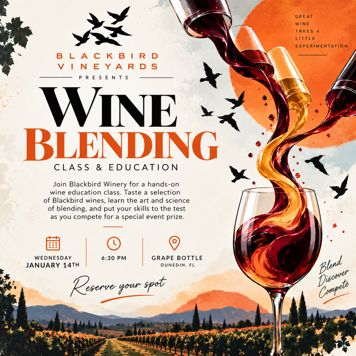 Blackbird Winery Presents- Wine Blending Class & Education (January 14th @ 6:30PM)