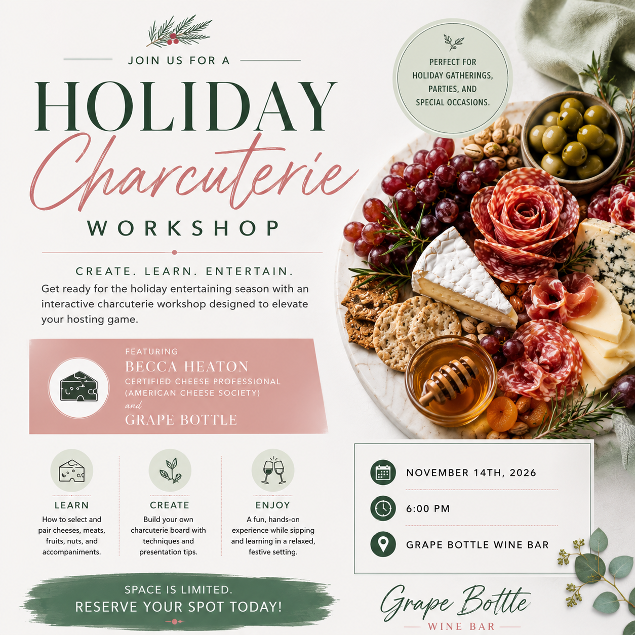 HOLIDAY CHARCUTERIE WORKSHOP (November 14th 6:00PM)