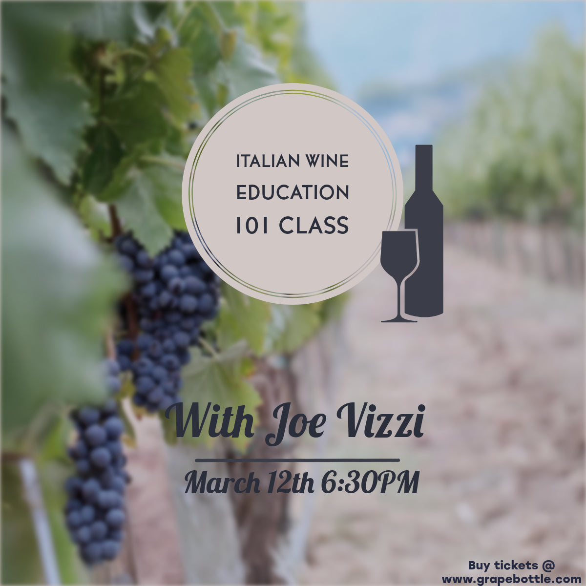 Italian Wine Education 101 Class - With Joe Vizzi  March 12th 6:30PM