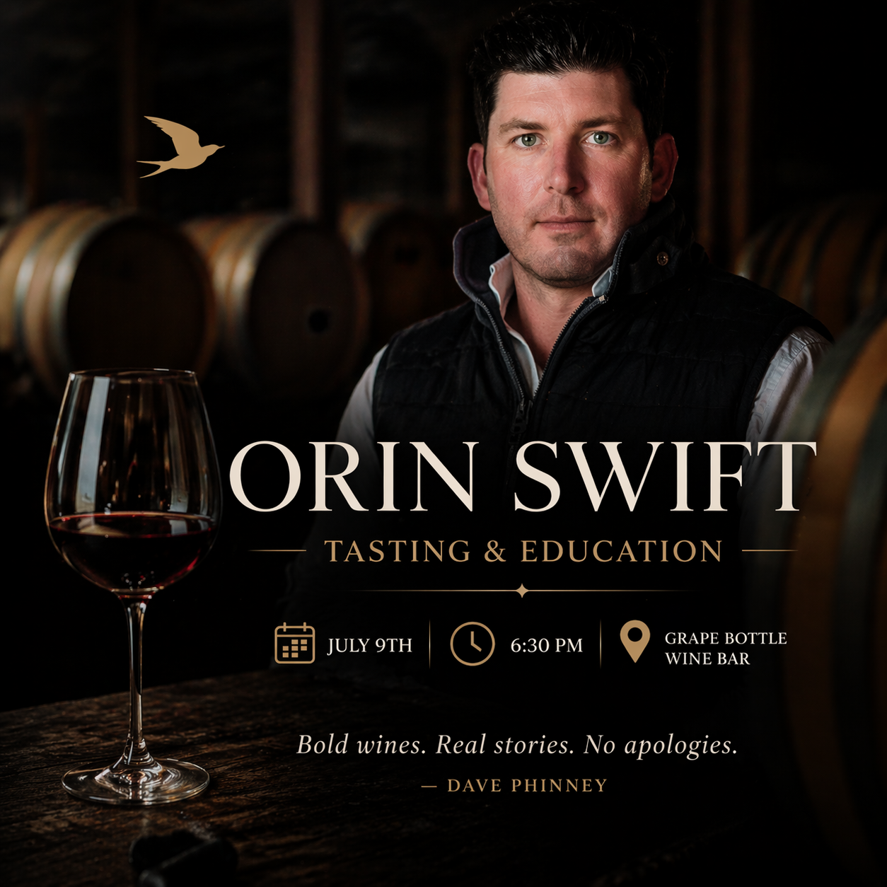 Orin Swift Tasting & Education - July 9th, 6:30PM