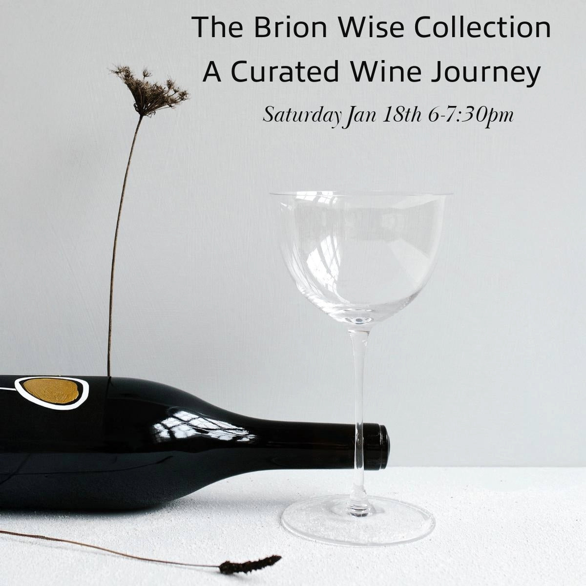 The Brion Wise Collection: A Curated Wine Journey, Saturday Jan 18th 6-7:30pm