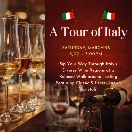 A Tour of Italy, Saturday, March 28th 3-5pm