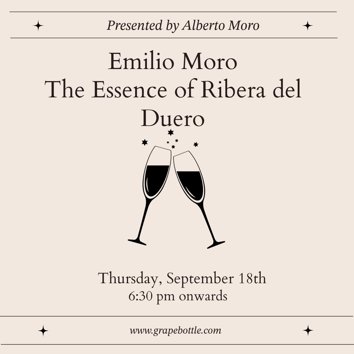 Emilio Moro- The Essence of Ribera del Duero (presented by Alberto Moro) Thursday, September 18th, 6:30PM