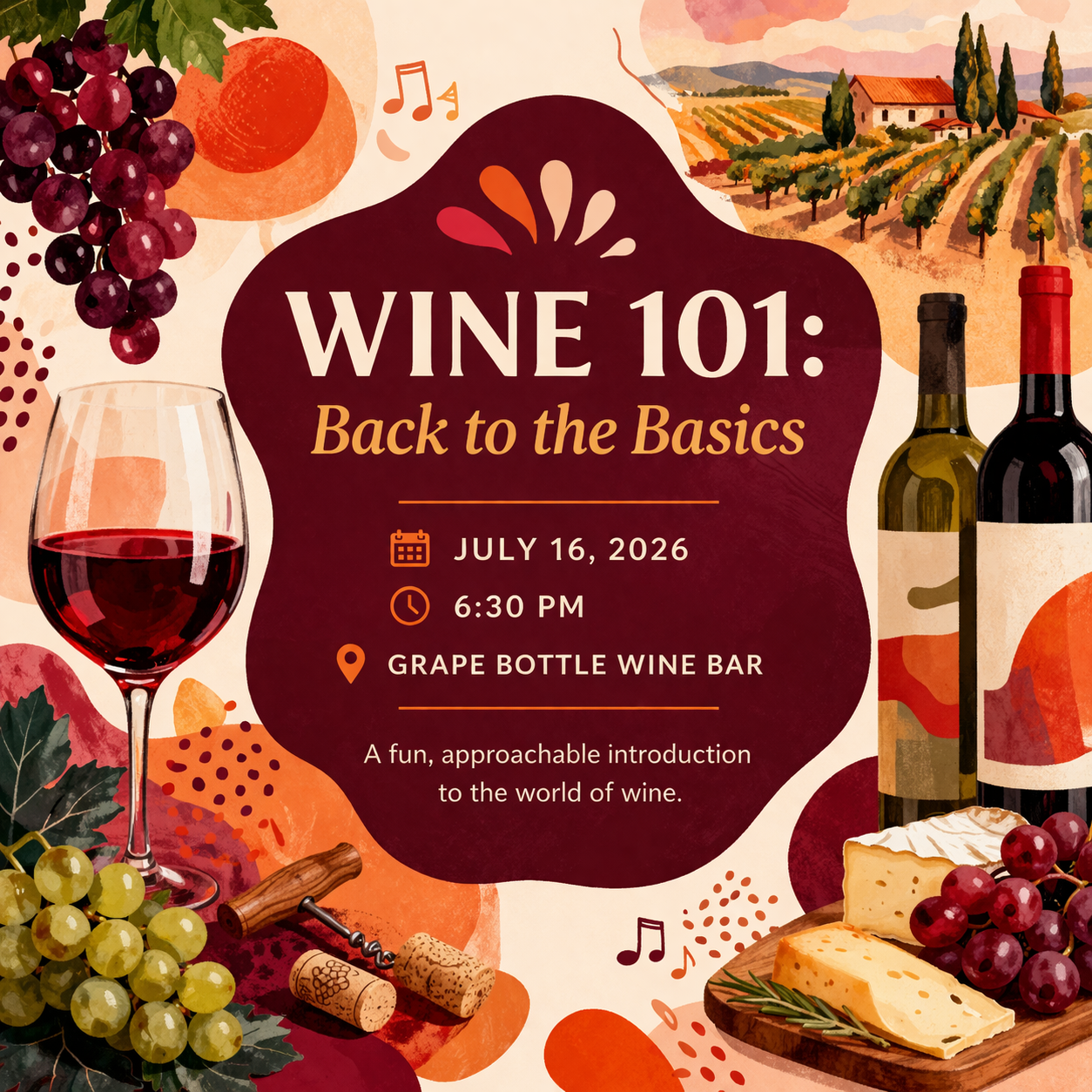 Wine 101: Back to the Basics (July 16th at 6:30PM)