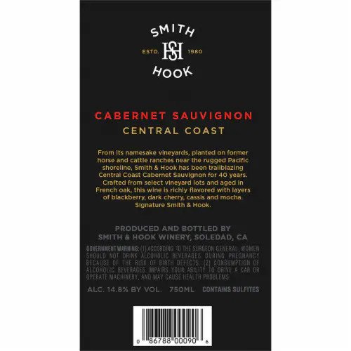 Smith & Hook Reserve, Cabernet Sauvignon, Paso Robles, California, United States 2019